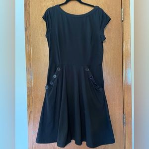 EShakti cap sleeve a-line black dress sz XL
